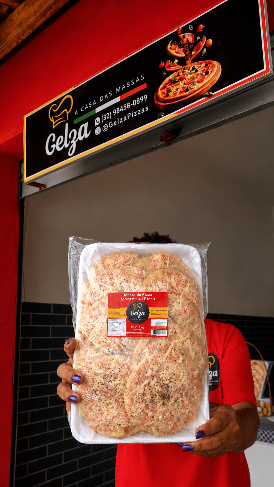 Produto embalado GELZA Pizzas pronto para parceiros comerciais